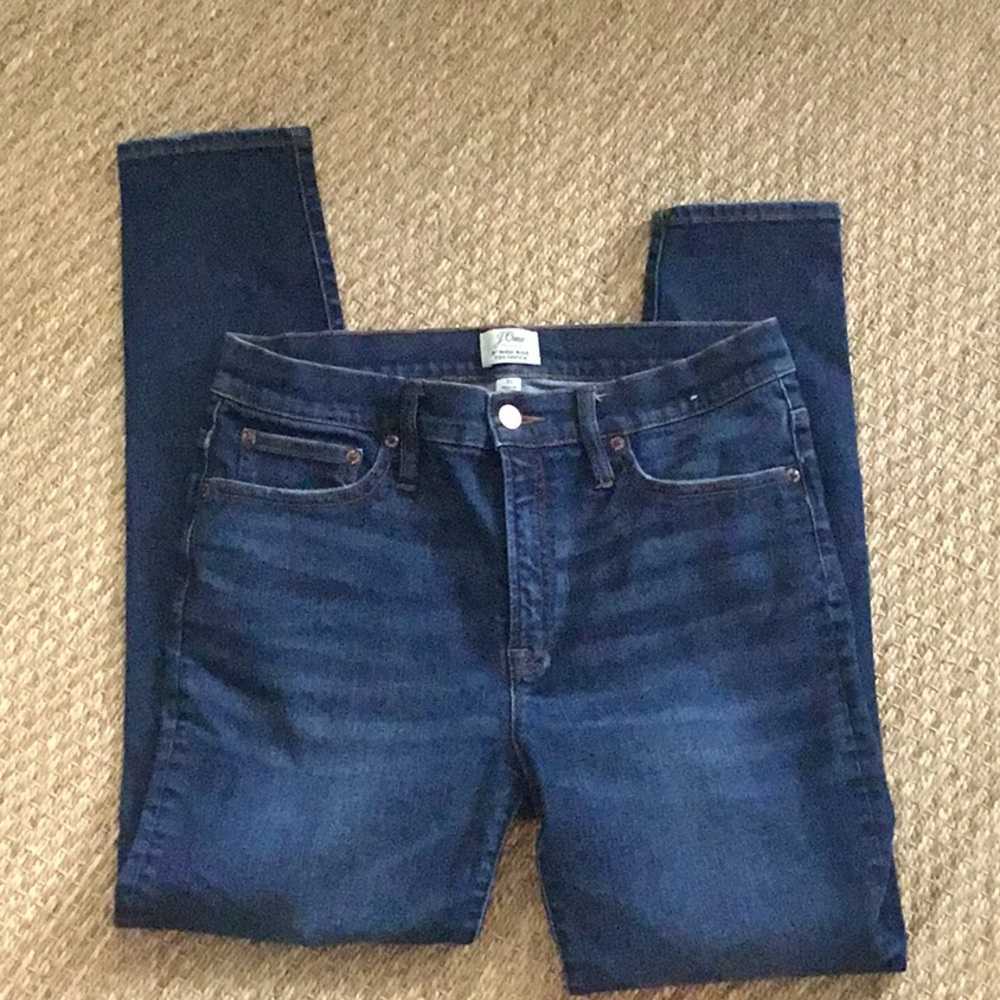 J.Crew 9” High-Rise Toothpick Denim Sz 31 dark wash skinny leg